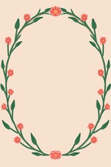 Obraz premium An ornate vintage floral frame featuring a delicate rose pattern with green leaves and decorative nature elements for an elegant spring border design
