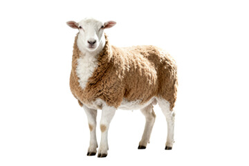 Fototapeta premium Domestic sheep with brown wool and white face