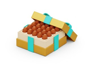 A beautifully wrapped gift box filled with individually wrapped chocolates inside