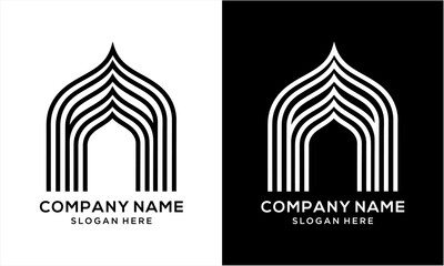 Obraz premium Elegant Mosque Arch Logo Design with Minimalist Line Art.