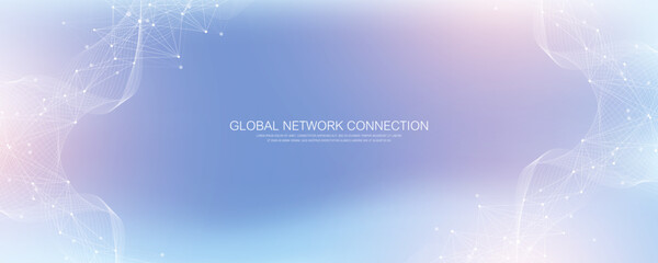 Global network connection banner design template. Header social network communication in the global business concept. Big data visualization. Internet technology