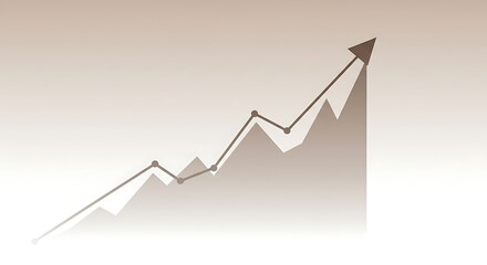 Ascending Financial Graph with Arrow, Beige Tones, Business Success Concept.