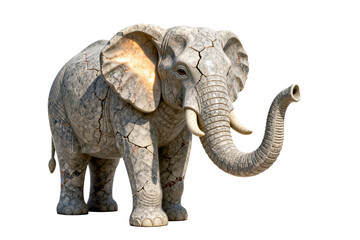 Fototapeta premium Stone Elephant Statue with Cracked Texture