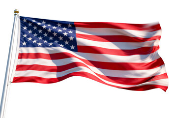 Obraz premium Waving United States Flag on White Background