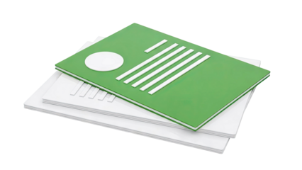 Stack of notebooks with green and white covers