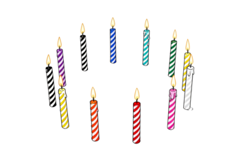Colorful Candles with Flames for Festive Celebration