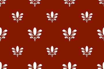 Vintage brown floral damask pattern with seamless swirl ornaments and antique nature leaf textures for textile wallpaper decor