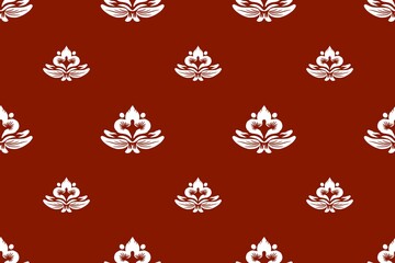 Seamless floral pattern featuring vintage damask ornament with gold baroque swirls and antique flower elements for elegant textile wallpaper design