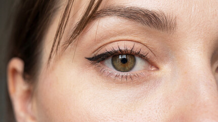 Fototapeta premium Woman with eyeliner makeup and captivating and serene beauty