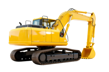 Yellow Hydraulic Excavator with Tracks and Arm