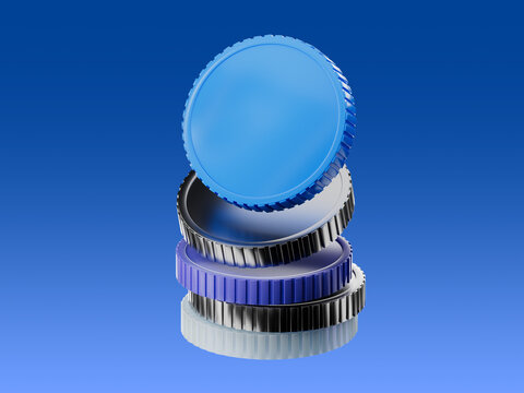 3D stack of coins representing capital accumulation and diversified financial asset management