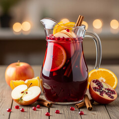 glass of mulled wine and spices
