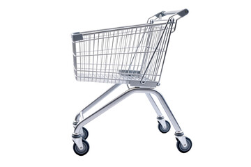 Shopping Cart with Wheels Isolated on White Background