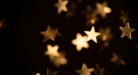 Golden Bokeh and Glitter on Dark Background &ndash; Sparkling Luxury Effect