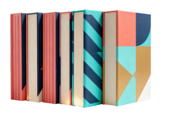 Colorful Decorative Book Collection with Geometric Patterns