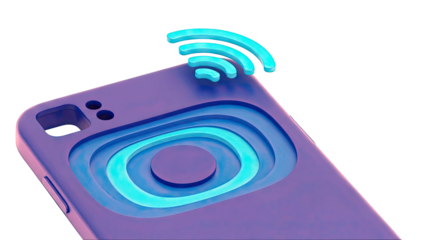 Blue Smartphone Case with Wi-Fi Symbol and Layered Design