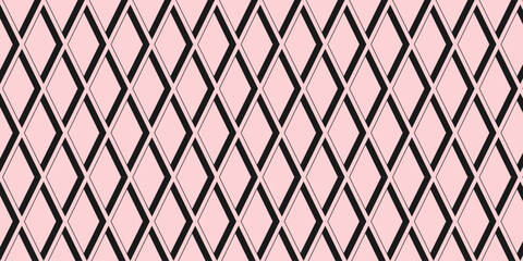 Fototapeta premium Diamond Seamless Pattern, Abstract Repeating Geometric Pattern, Minimalistic Retro Background, Rectangle, Monochrome, Diamond, Flat Artwork, Vector