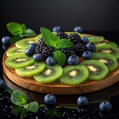 Vibrant kiwi berry fruit platter fresh healthy dessert sweet snack summer refreshment
