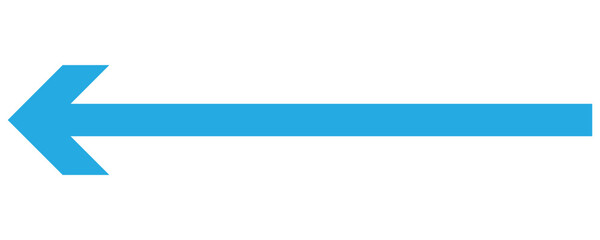 Fototapeta premium Blue horizontal straight arrow. Thin long arrow vector icon on left direction . The illustration on white background. Vector illustration .