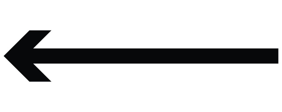 Black long arrow icon. Big arrow icon. Long arrow vector icon. Black horizontal long arrow. Left long black arrows on white background.