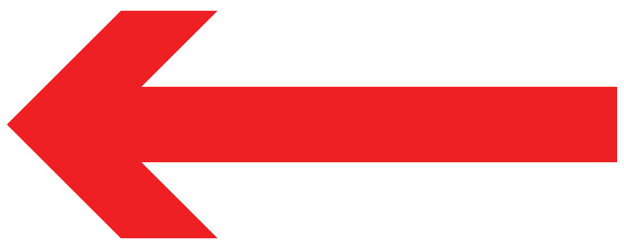Vector red long arrow icon.  Red arrow pointing vector. Red left arrow icon. Straight long arrow pointing . Vector long arrow  for graphic design.