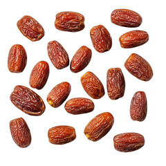 Scattered dates on white background isolated on transparent background