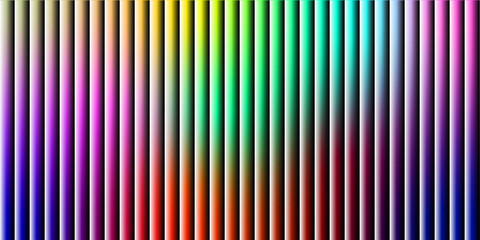 Smooth light waves create dynamic and vivid atmosphere full of energy and motion. Vertical gradient stripes in rainbow spectrum transitioning from orange yellow to blue purple and green. 