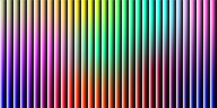 Smooth light waves create dynamic and vivid atmosphere full of energy and motion. Vertical gradient stripes in rainbow spectrum transitioning from orange yellow to blue purple and green. 
