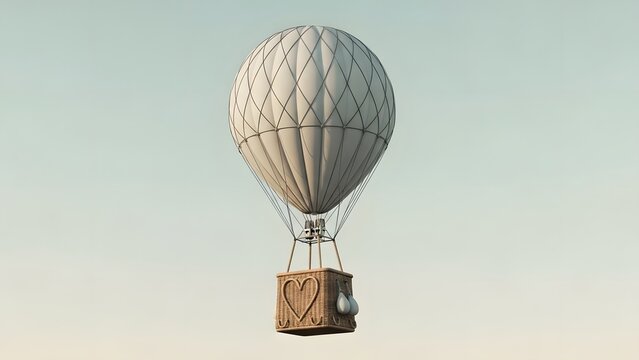 A hot air balloon soaring through the clear sky