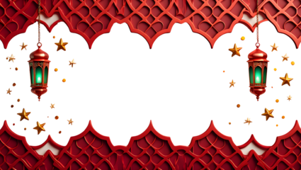 Ornate lanterns with stars on transparent background