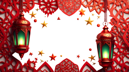 Vibrant ramadan lanterns on transparent background
