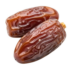 Two plump medjool dates isolated on transparent background