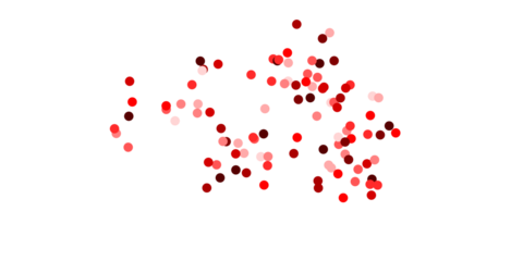 Vibrant Red and Deep Crimson Bold Circle Confetti Scattered on White Background