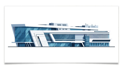 Obraz premium Modern architectural building with glass facade, showcasing innovative design and contemporary urban structure