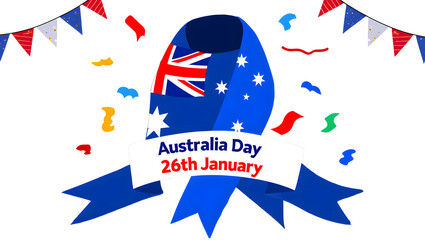 Australia day celebration ribbon isolated on transparent background