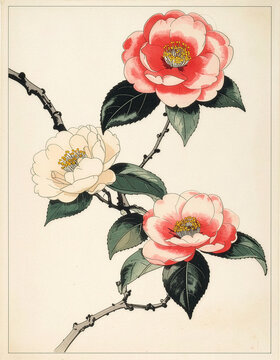 山桜桃と侘助(椿)似顔絵 山桜桃と侘助(椿)似顔絵 山桜桃と侘助(椿)似顔絵 【公式通販】
