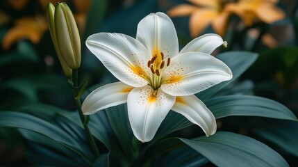 Obraz premium White lily in bloom, soft focus