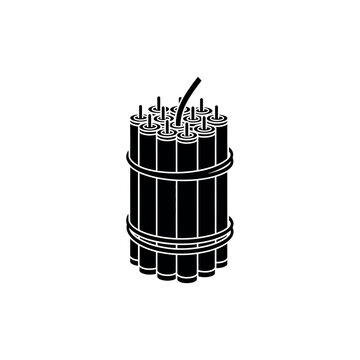 Dynamite sticks bundle with fuse black and white illustration.