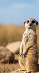 Fototapeta premium Alert Meerkat Standing Guard in the African Savannah.