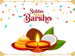 Subho nobo barsho greeting card isolated on transparent background