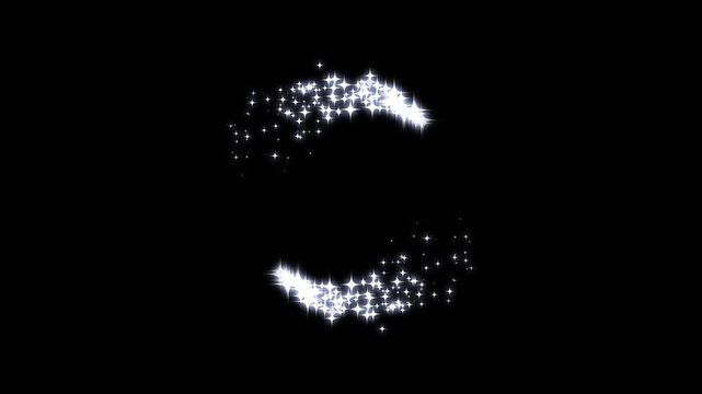 Magic glitter star trail animation on black screen background with twinkling white sparkles, fast shining line motion, fairy dust wand effect, glowing light trails, cinematic 4k visual overlay