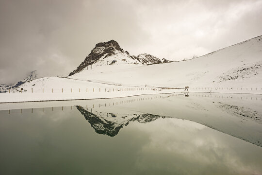 Another onset of winter in May, Kanzelwand, 2058m, border mountain in the Allg&auml;u Alps, across which the border between Bavaria, Germany and Vorarlberg, Austria runs
