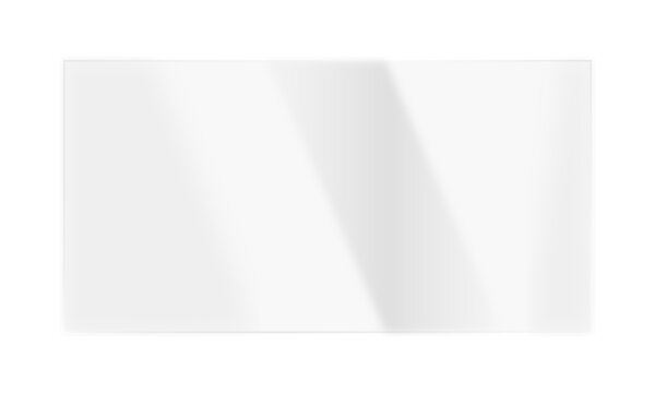 Realistic shiny glossy glass panel with reflective light glare, transparent overlay, isolated background, rectangle gradient, modern window, mirror surface effect