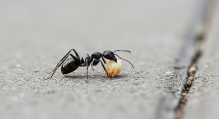 Ant Carrying Food - A Close-Up of Determination and Strength.