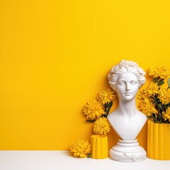 Elegant Sculpture with Vibrant Yellow Flowers