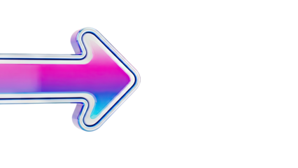 3D Arrow with Neon Glow, Pink to Blue Gradient