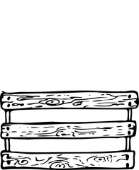 Vector line wooden box isolated on a white background.