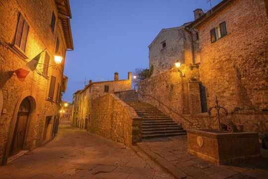 Old town in the evening, Lucignano, province of Arezzo, Italy
