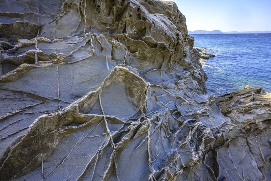 Stone structures in the Buca delle Fate, Populonia, Piombino, Province of Livorno, Italy