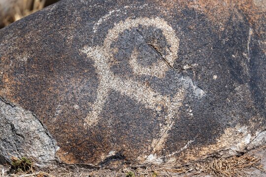 Prehistoric rock rock painting, near Tokmok, Chuy, Kyrgyzstan